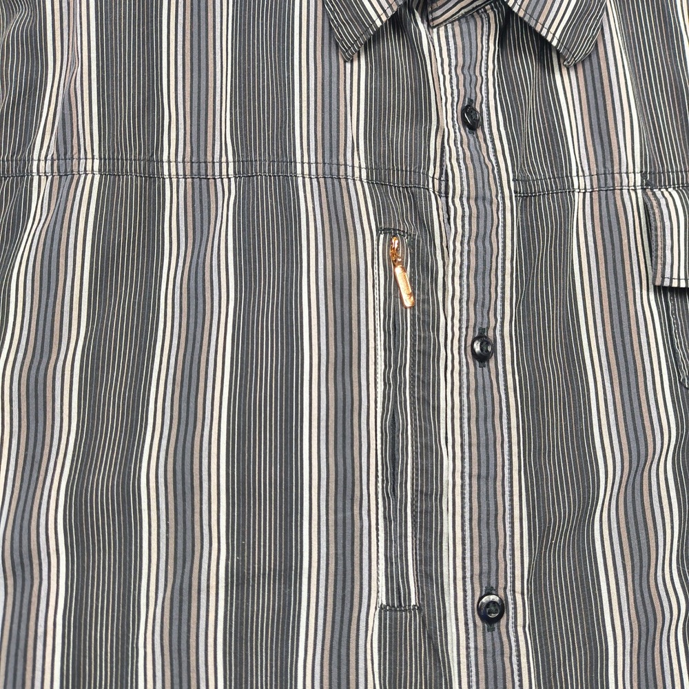 Rocawear Men 2XL Black Striped Long Sleeve Button Up Shirt Streetwear Y2K Cotton - Picture 11 of 15